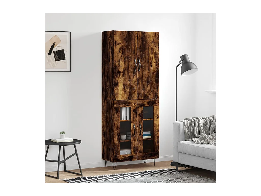 Buffet haut Chêne fumé 69,5x34x180 cm Bois d'ingénierie QWE14709