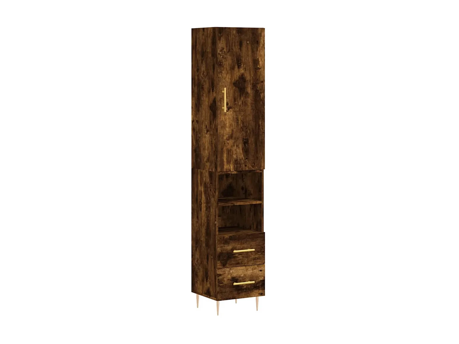 Highboard,Kommode Räuchereiche 34,5x34x180 cm Holzwerkstoff -gkd143912