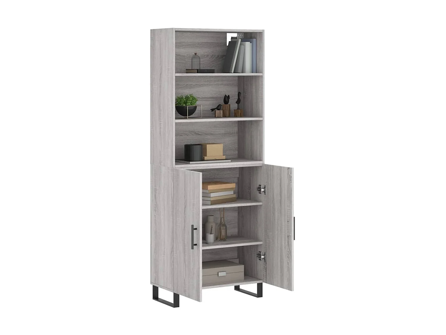 Buffet haut Sonoma gris 69,5x34x180 cm Bois d'ingénierie QWE30103