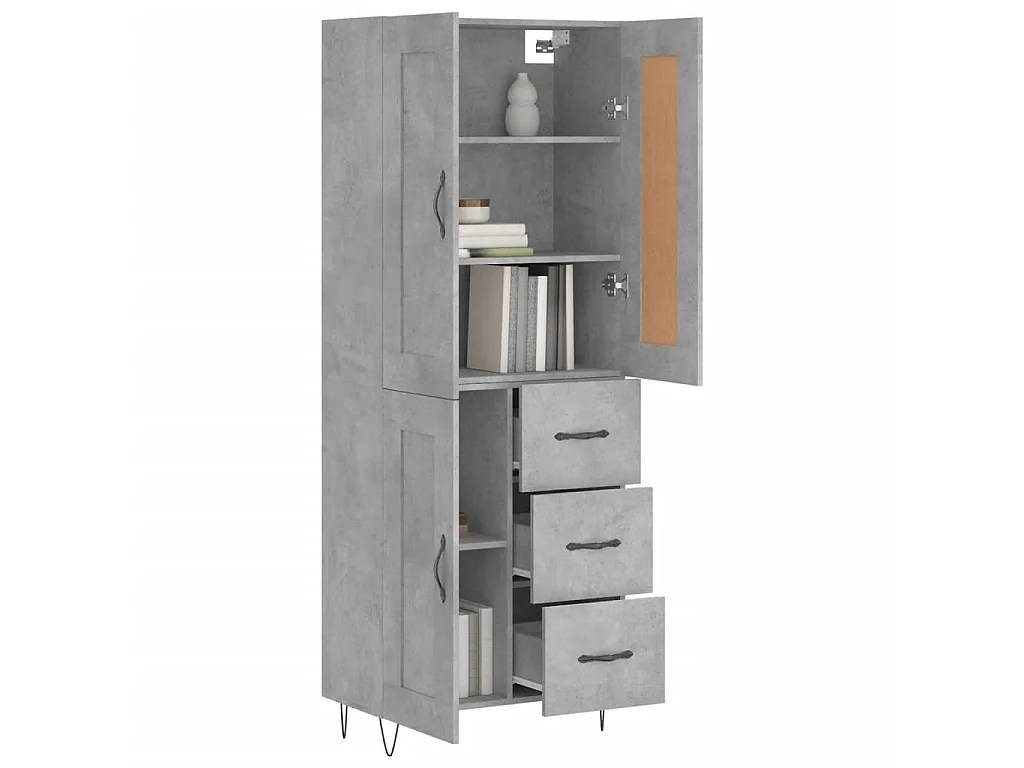 Aparador alto 69,5x34x180 cm derivados de madeira cinza cimento PT128765