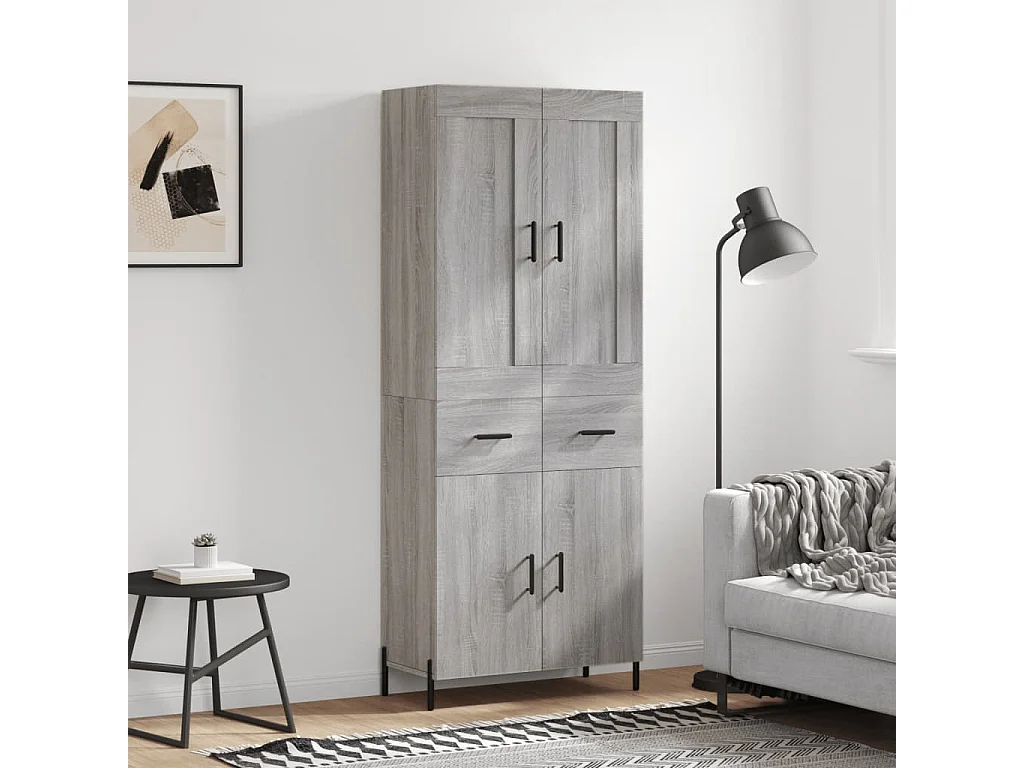 Buffet haut Sonoma gris 69,5x34x180 cm Bois d'ingénierie QWE30184