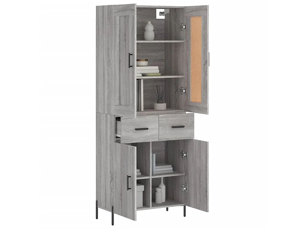 Buffet haut Sonoma gris 69,5x34x180 cm Bois d'ingénierie QWE30184