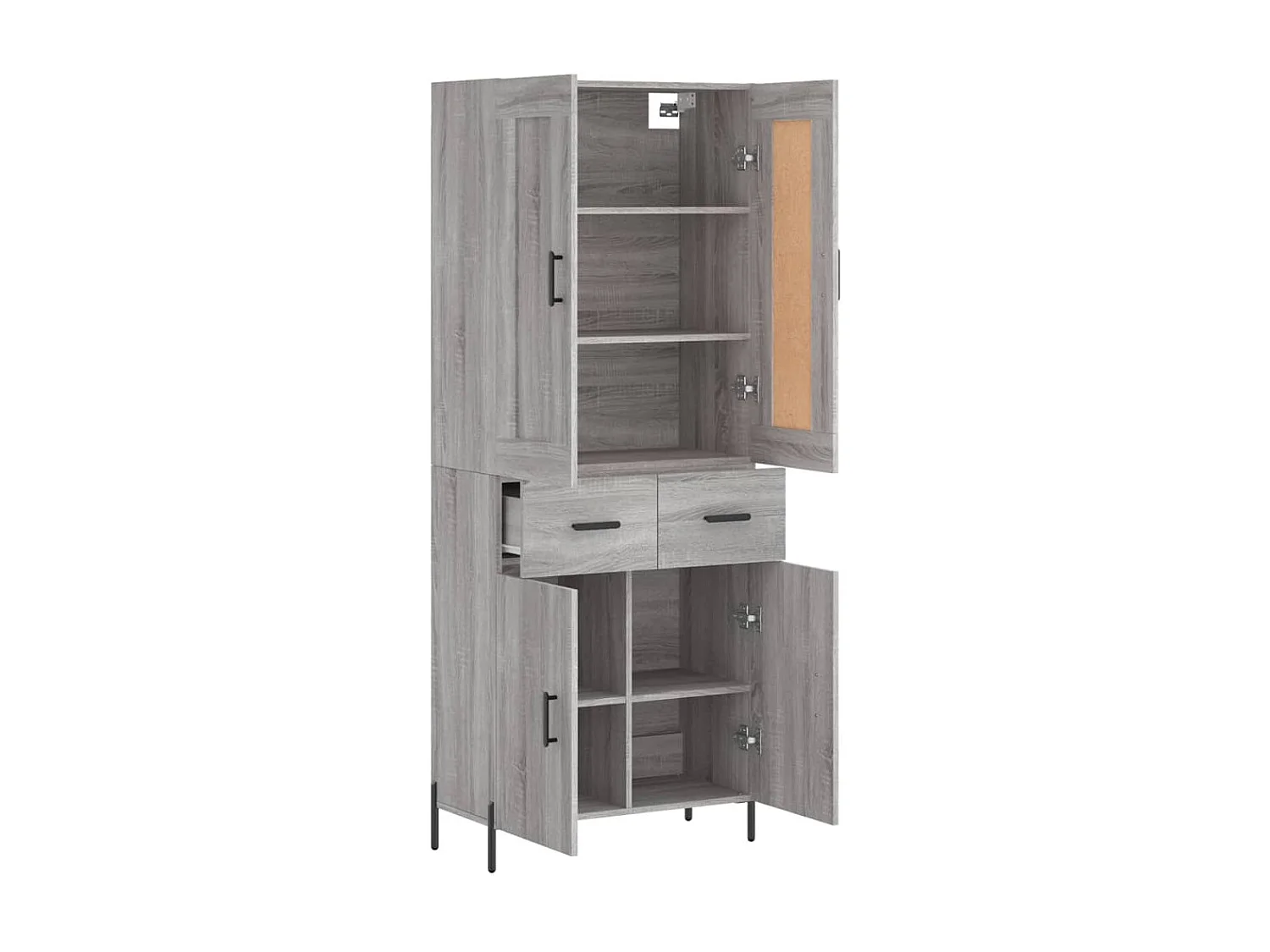 Buffet haut Sonoma gris 69,5x34x180 cm Bois d'ingénierie QWE30184