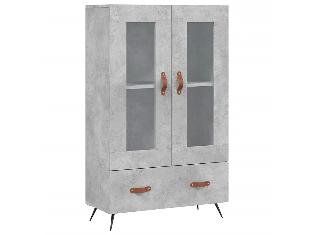 Buffet haut gris béton 69,5x31x115 cm bois d'ingénierie QWE83449