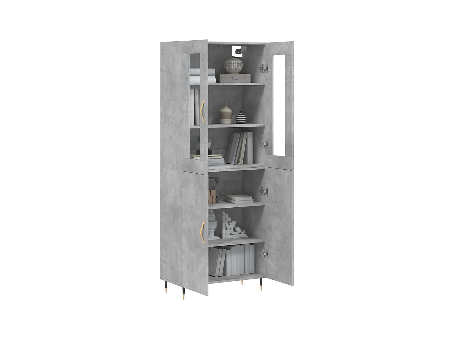 Highboard,Kommode Betongrau 69,5x34x180 cm Holzwerkstoff -gkd130355