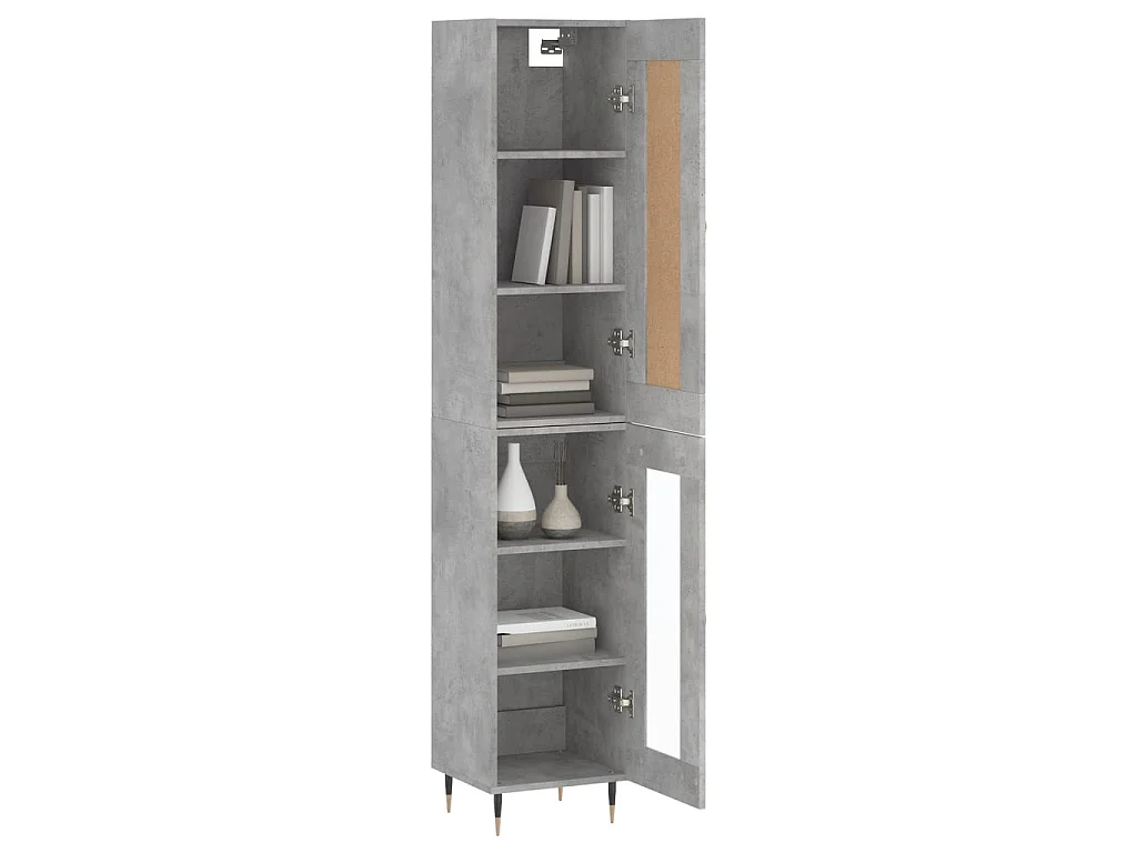 Buffet haut Gris béton 34,5x34x180 cm Bois d'ingénierie QWE93969