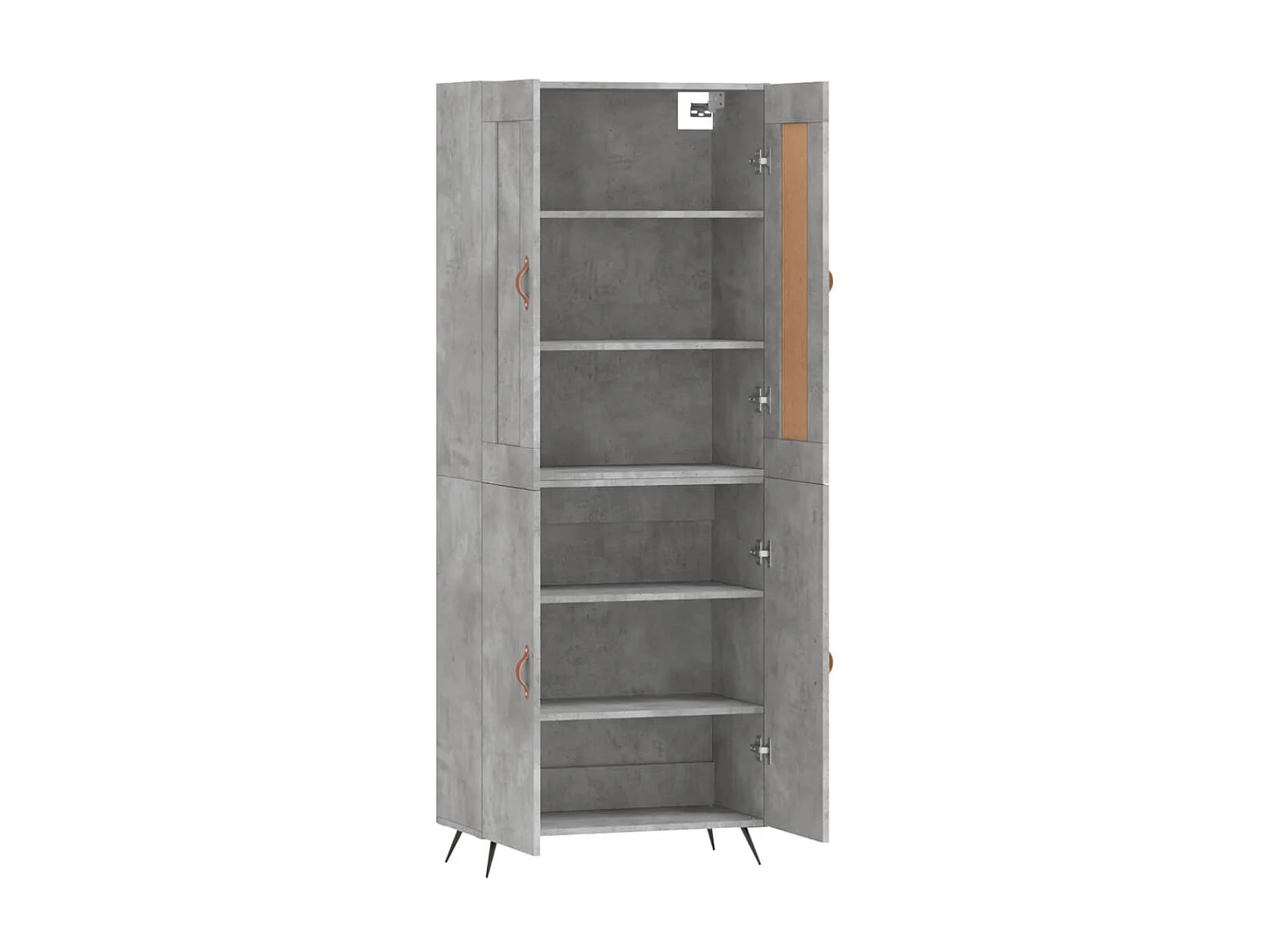 Hoge kast 69,5x34x180 cm bewerkt hout betongrijs NL260807