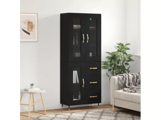 Kauf Unique Highboard,Kommode Schwarz 69,5x34x180 cm Holzwerkstoff -gkd115511