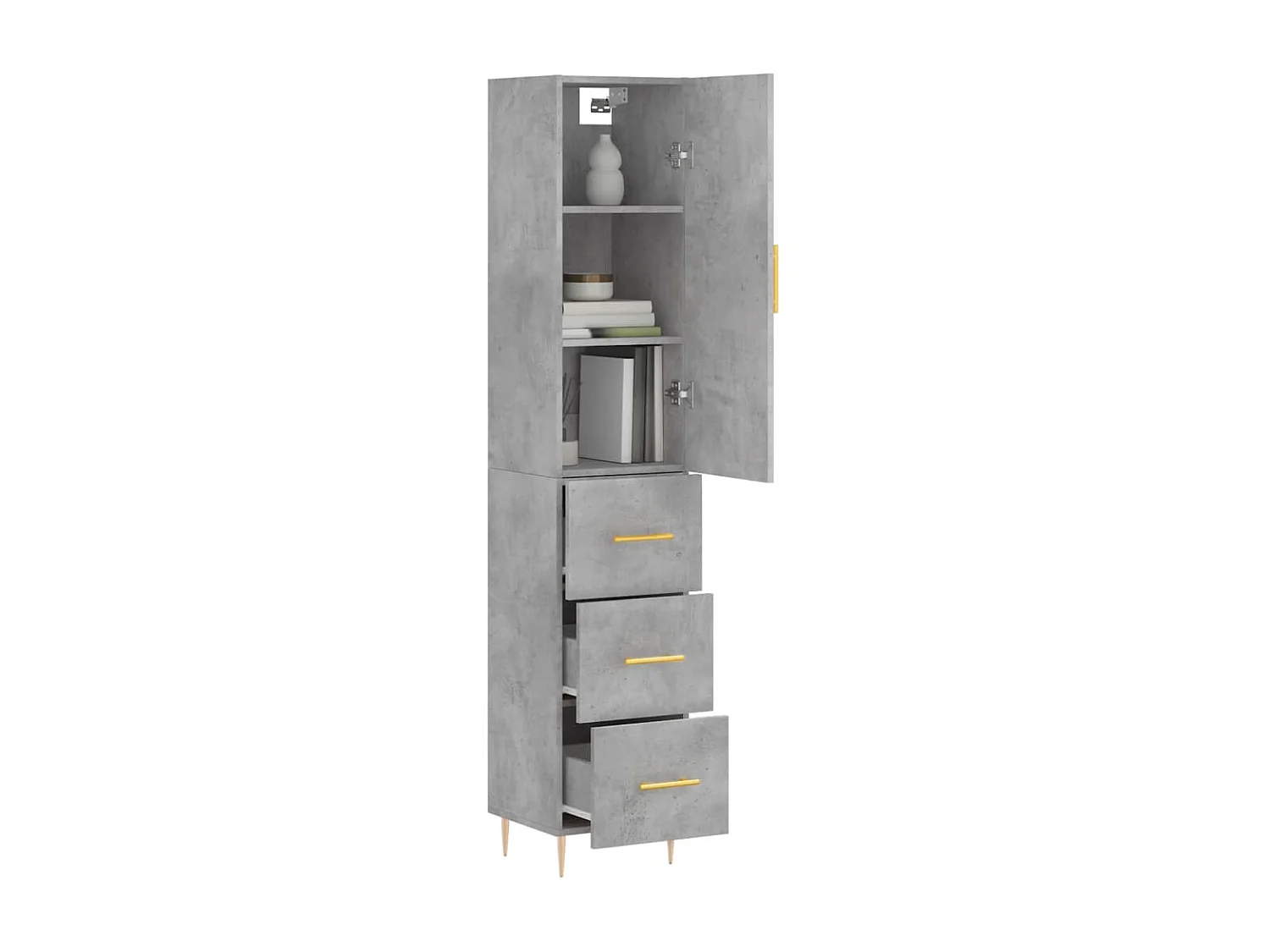 Buffet haut Gris béton 34,5x34x180 cm Bois d'ingénierie QWE45874