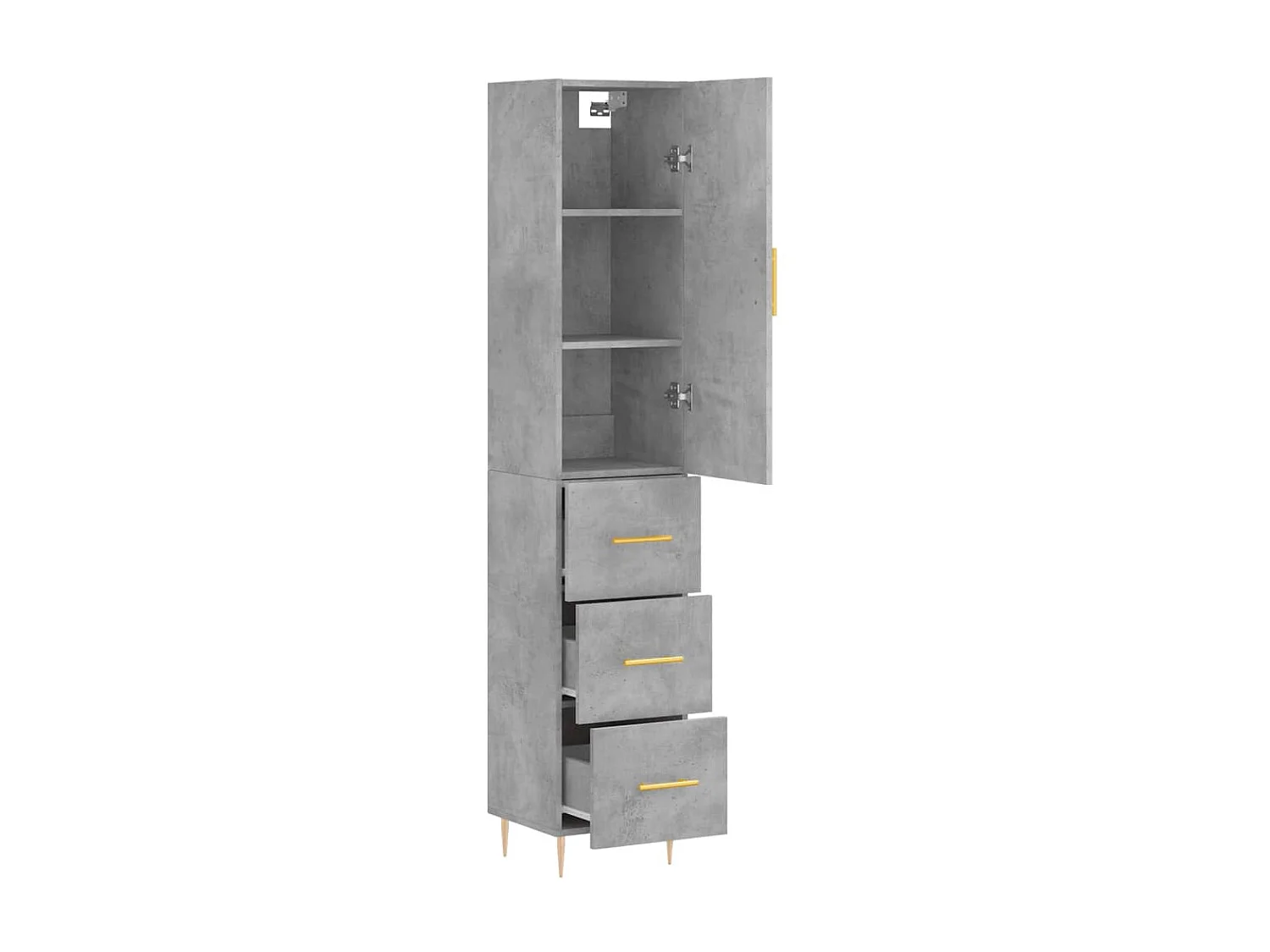 Buffet haut Gris béton 34,5x34x180 cm Bois d'ingénierie QWE45874