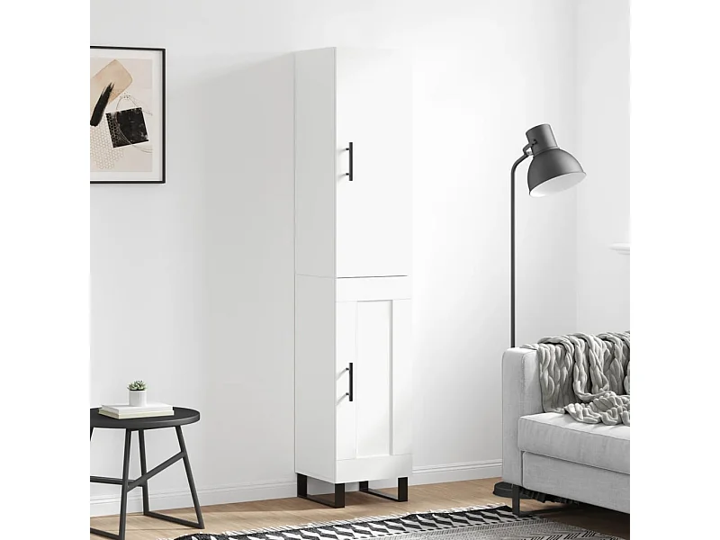 Buffet haut Blanc 34,5x34x180 cm Bois d'ingénierie QWE77857