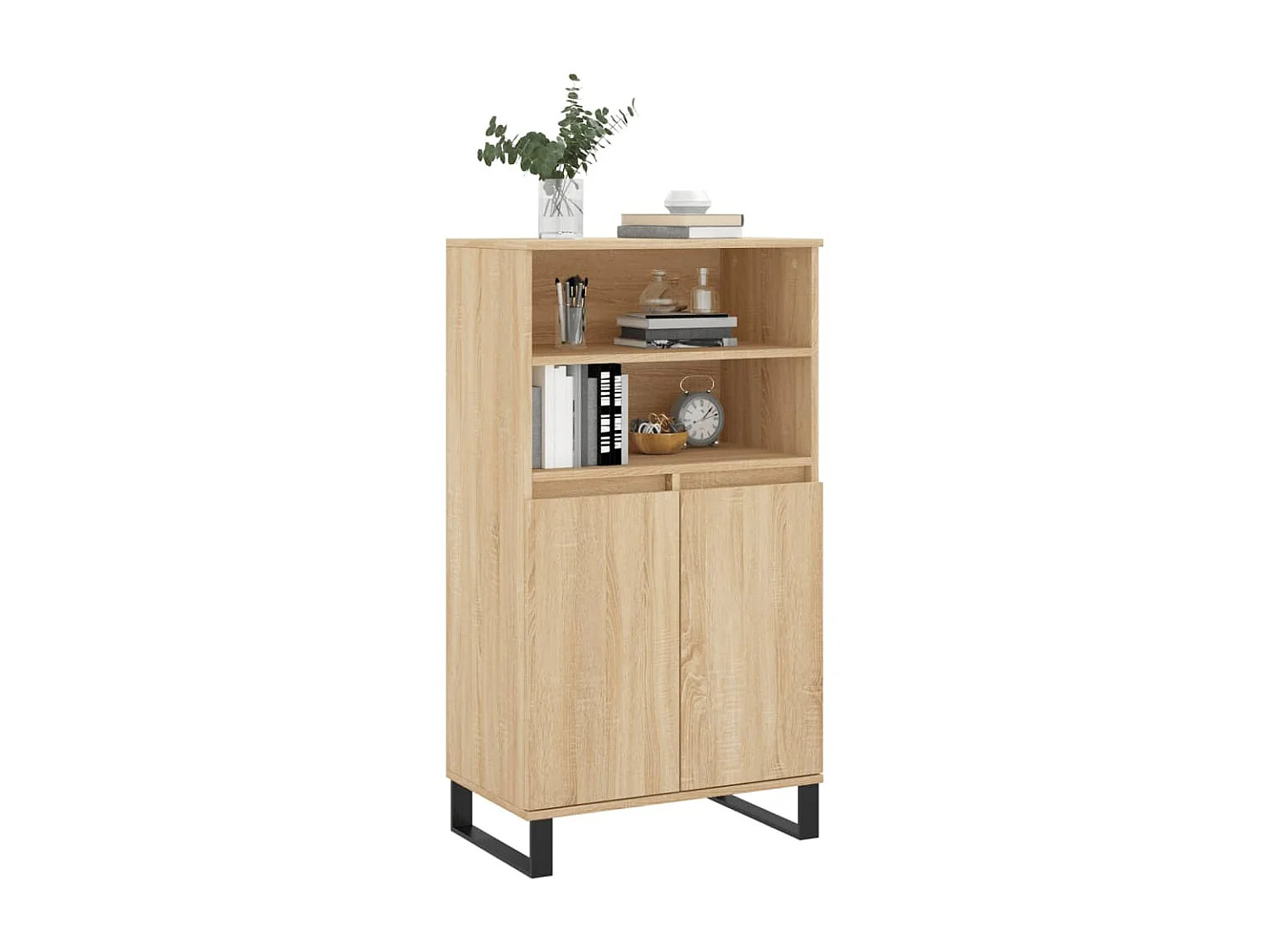 Aparador alto madera contrachapada color roble 60x36x110 cm ES79752