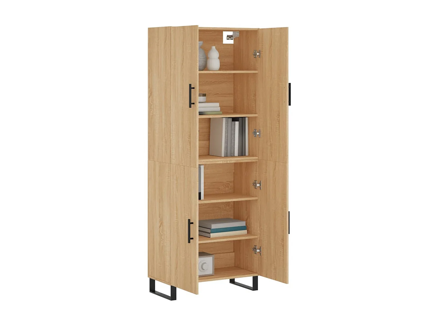 Hoge kast 69,5x34x180 cm bewerkt hout sonoma eikenkleurig NL90654