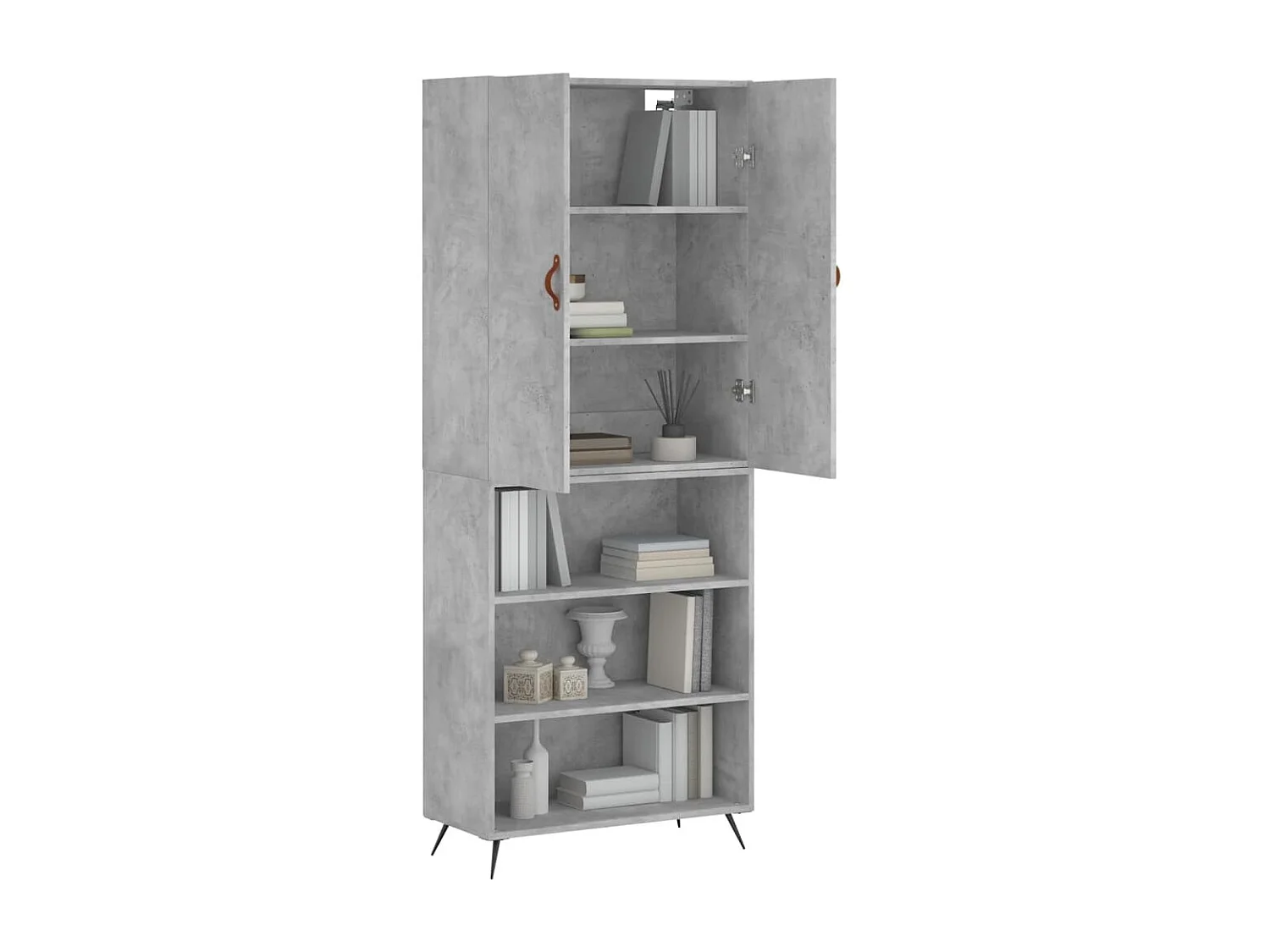 Highboard,Kommode Betongrau 69,5x34x180 cm Holzwerkstoff -gkd486513