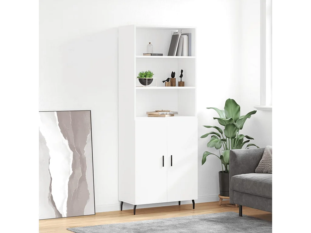 Buffet haut Blanc 69,5x34x180 cm Bois d'ingénierie QWE31421