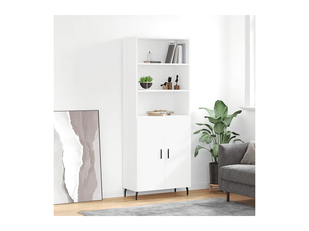Buffet haut Blanc 69,5x34x180 cm Bois d'ingénierie QWE31421