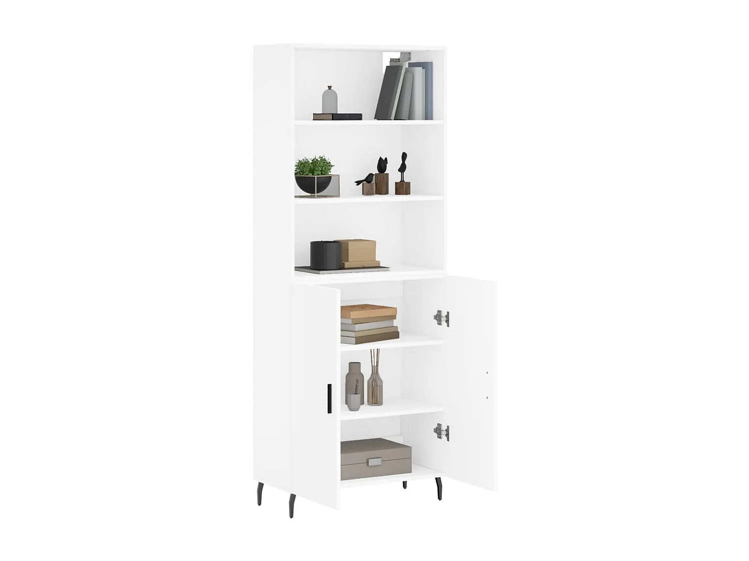 Aparador alto madera contrachapada blanco 69,5x34x180 cm ES21348