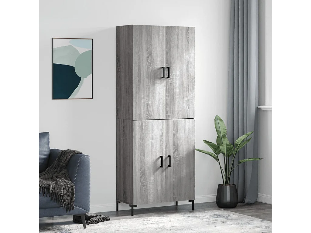 Buffet haut Sonoma gris 69,5x34x180 cm Bois d'ingénierie QWE77044