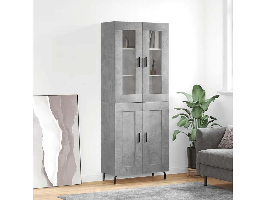 Aparador alto 69,5x34x180 cm derivados de madeira cinza cimento PT718670