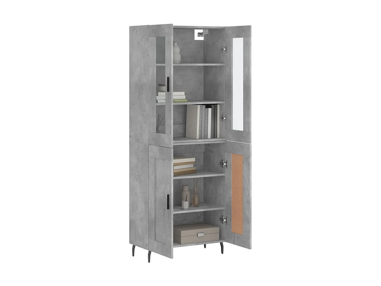 Aparador alto 69,5x34x180 cm derivados de madeira cinza cimento PT718670