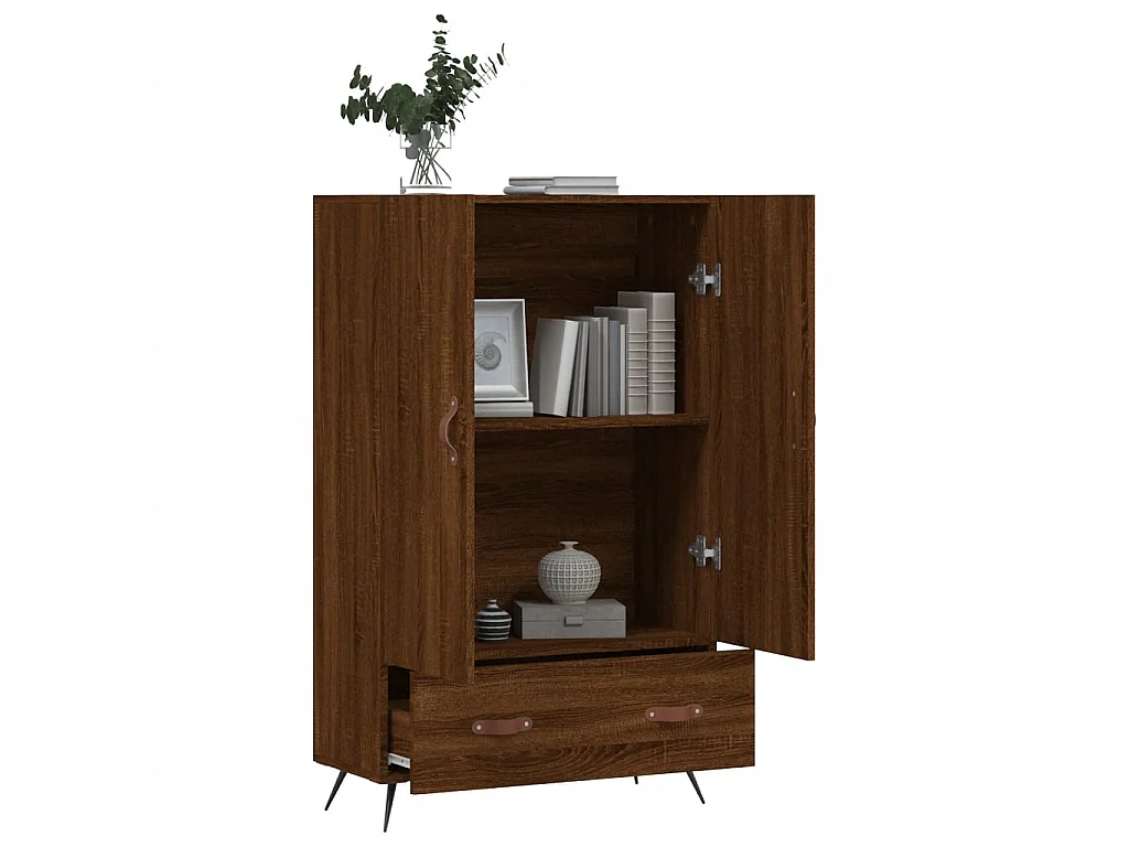 Aparador alto madera de ingeniería roble marrón 69,5x31x115 cm ES11705
