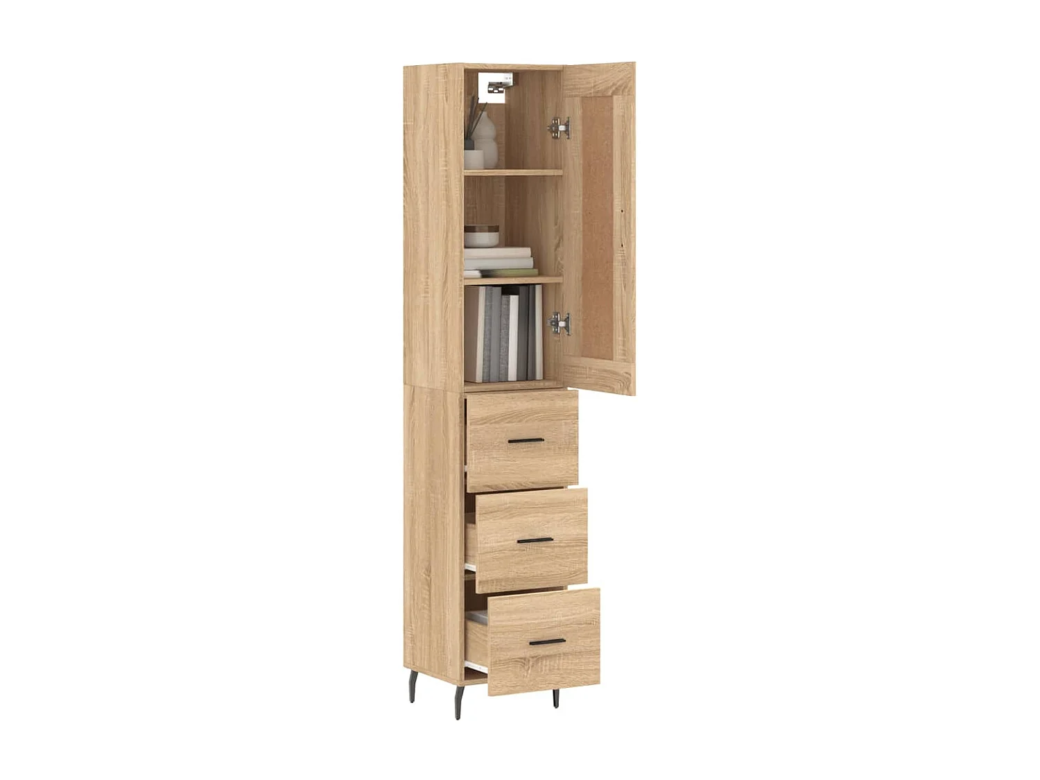 Buffet haut Chêne sonoma 34,5x34x180 cm Bois d'ingénierie QWE17863