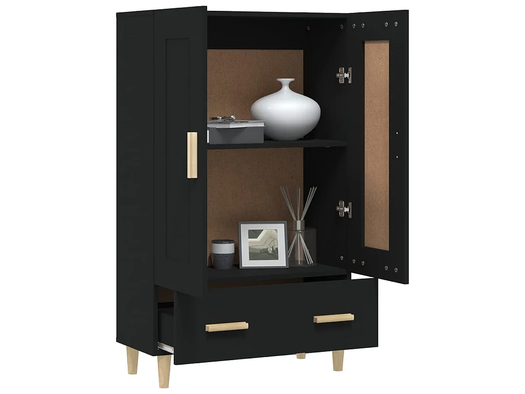 Buffet haut noir 70x31x115 cm bois d'ingénierie EGER74882