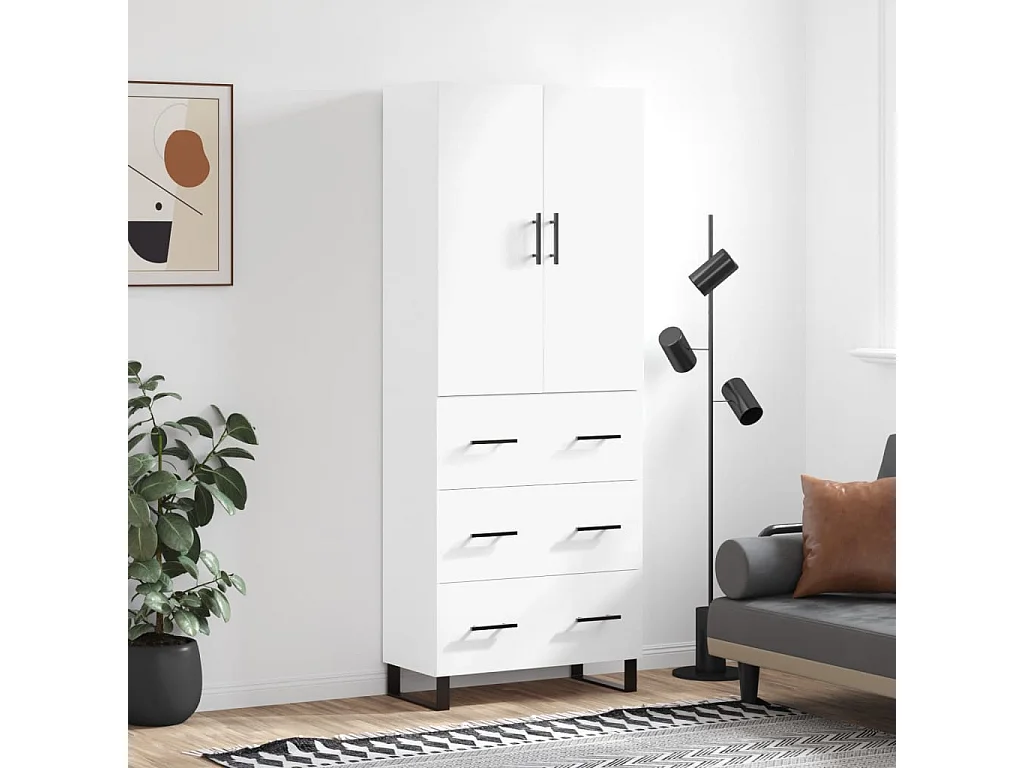 Highboard,Kommode Weiß 69,5x34x180 cm Holzwerkstoff -gkd248016