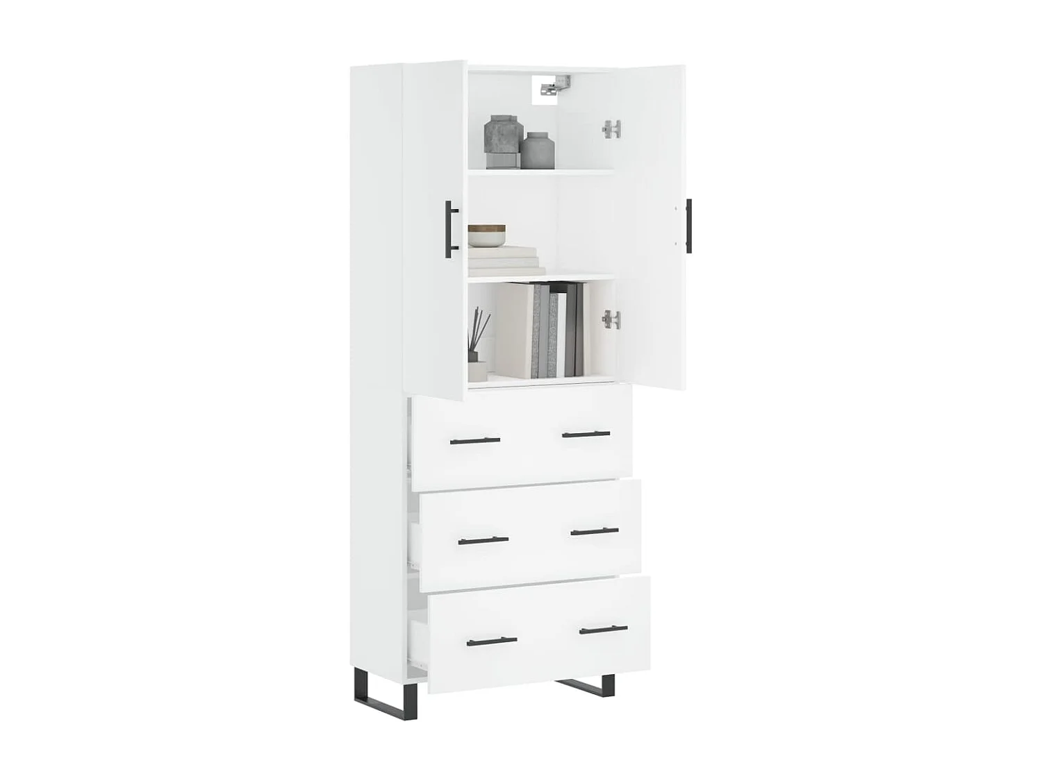 Highboard,Kommode Weiß 69,5x34x180 cm Holzwerkstoff -gkd248016