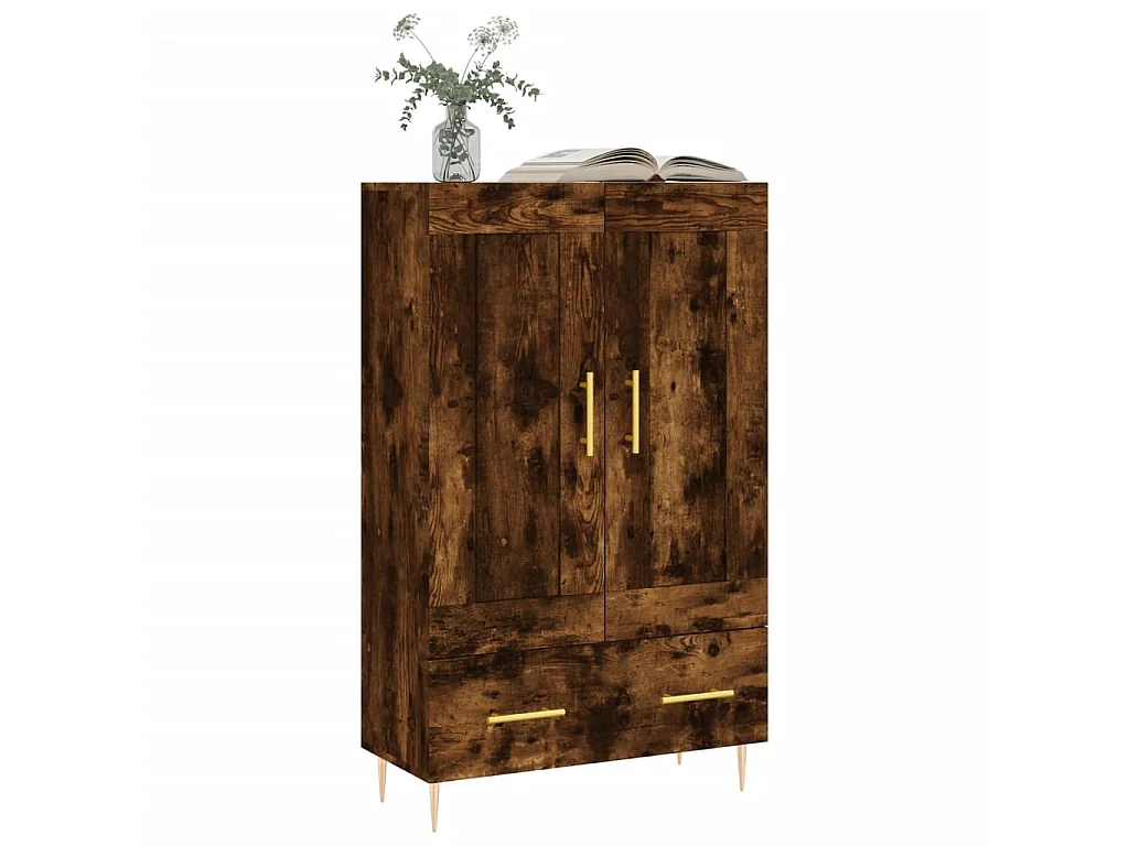 Buffet haut chêne fumé 69,5x31x115 cm bois d'ingénierie QWE42260