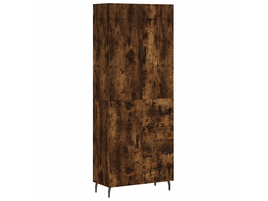 Buffet haut Chêne fumé 69,5x34x180 cm Bois d'ingénierie QWE39347