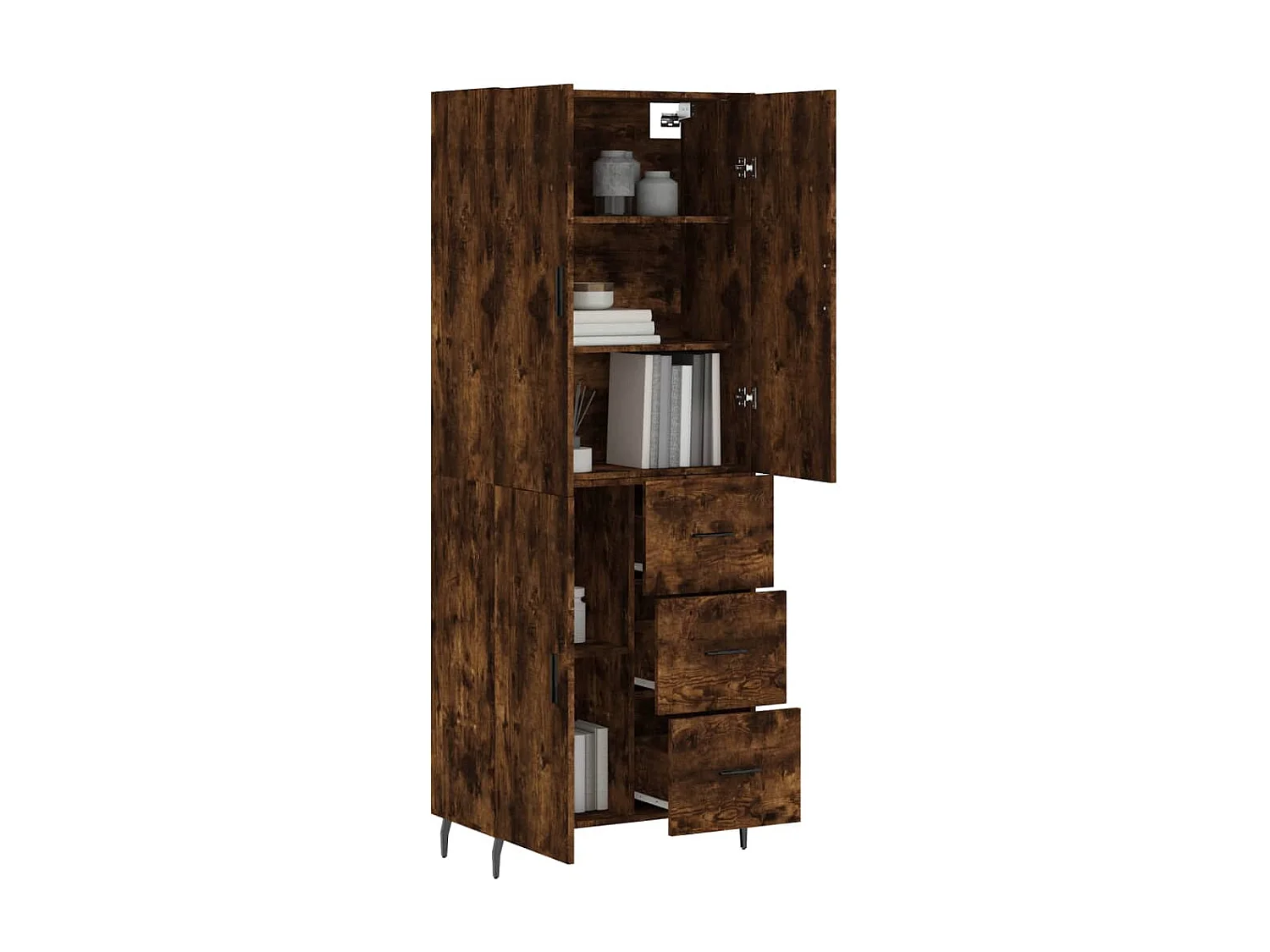 Buffet haut Chêne fumé 69,5x34x180 cm Bois d'ingénierie QWE39347