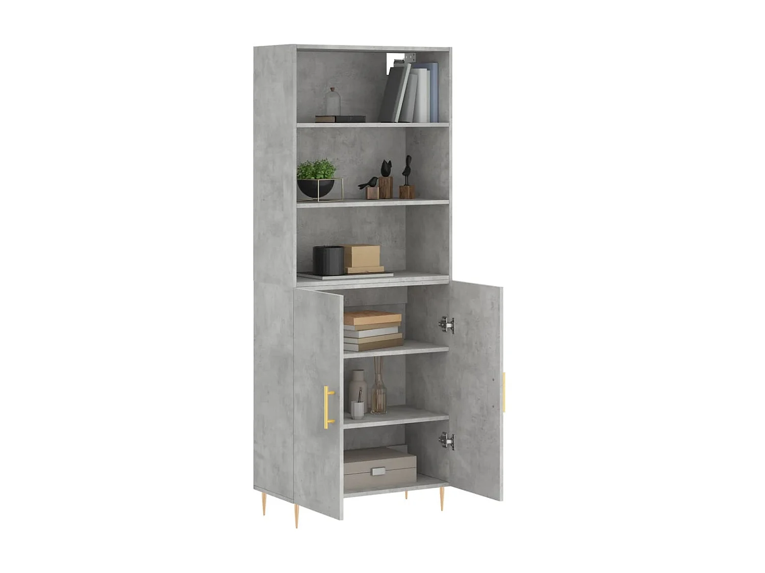 Highboard,Kommode Betongrau 69,5x34x180 cm Holzwerkstoff -gkd649436