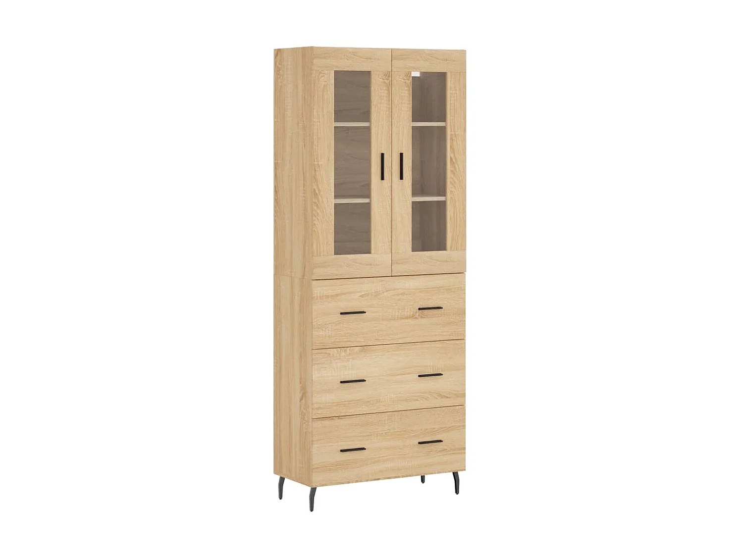Aparador alto madera contrachapada color roble 69,5x34x180 cm ES365502