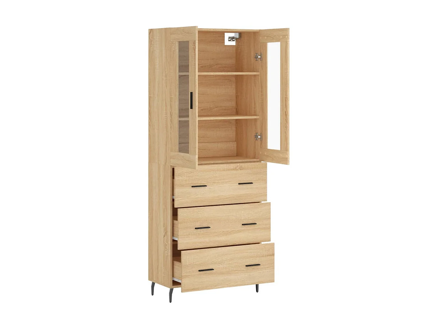 Aparador alto madera contrachapada color roble 69,5x34x180 cm ES365502