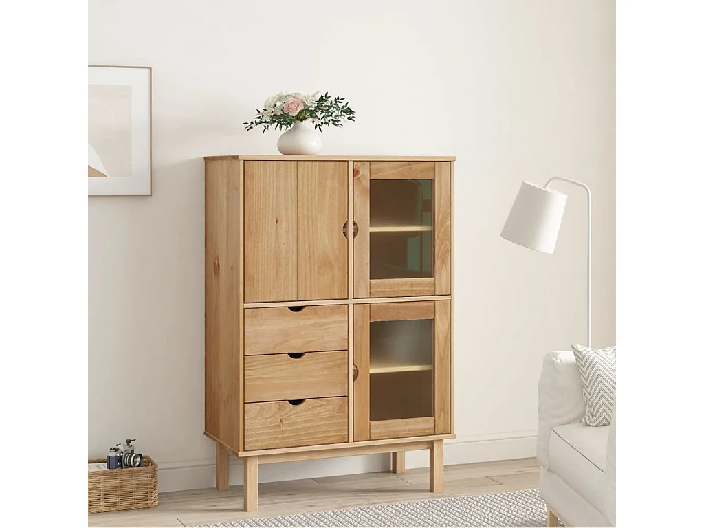 Buffet haut OTTA 85x43x125 cm Bois massif de pin PEWV35816