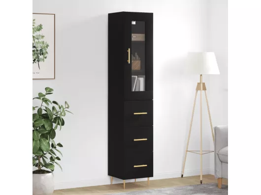 Kauf Unique Highboard,Kommode Schwarz 34,5x34x180 cm Holzwerkstoff -gkd59933