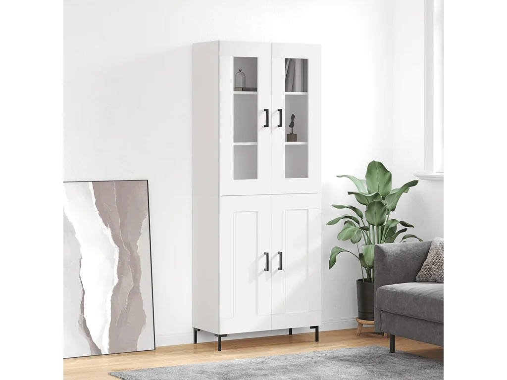 Buffet haut Blanc 69,5x34x180 cm Bois d'ingénierie QWE16086