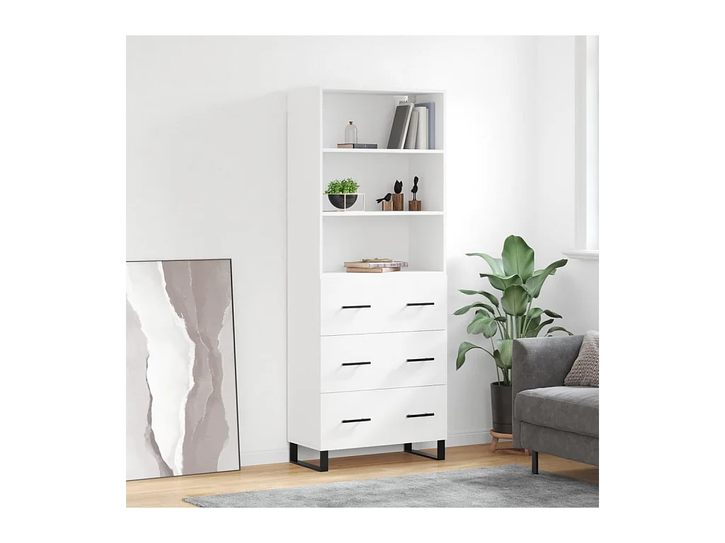 Buffet haut Blanc 69,5x34x180 cm Bois d'ingénierie QWE37913
