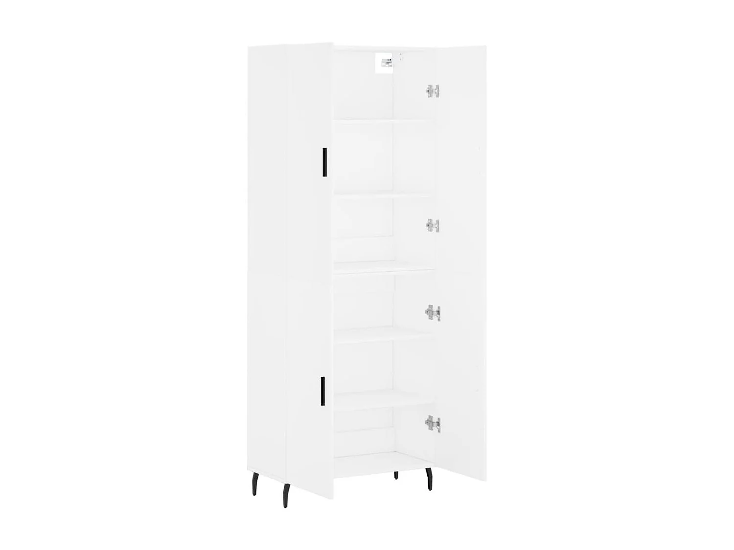 Hoge kast 69,5x34x180 cm bewerkt hout wit NL296158