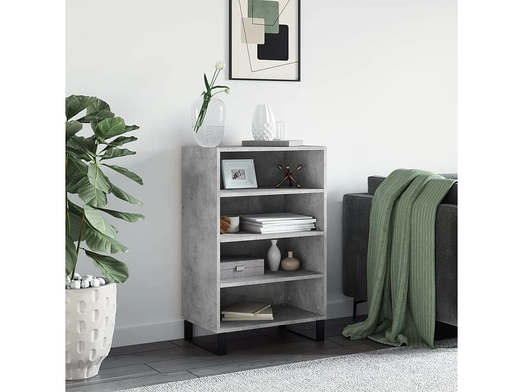 Hoge kast 57x35x90 cm bewerkt hout betongrijs NL890508