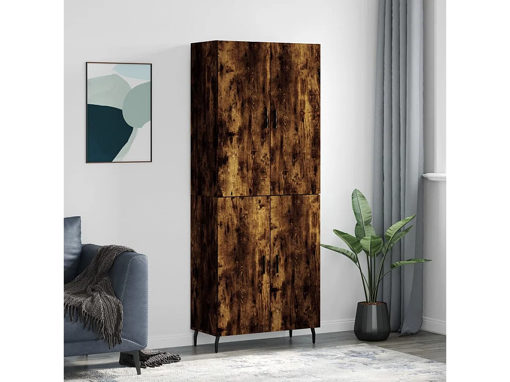 Buffet haut Chêne fumé 69,5x34x180 cm Bois d'ingénierie QWE90474