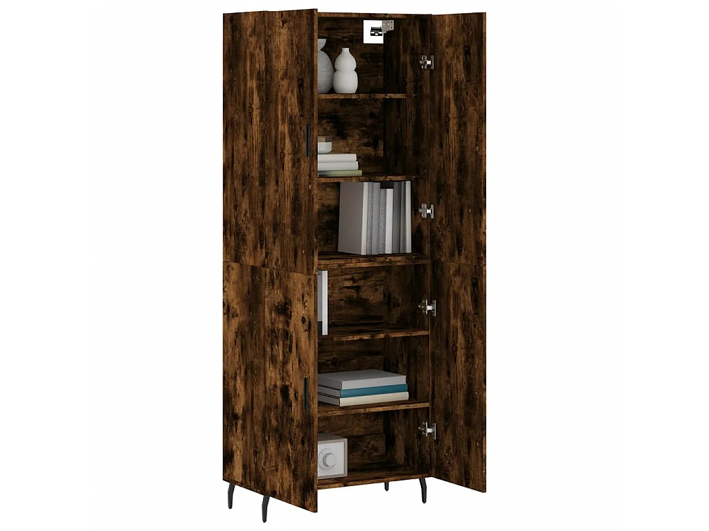 Buffet haut Chêne fumé 69,5x34x180 cm Bois d'ingénierie QWE90474