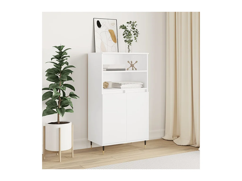 Buffet haut Blanc 60x36x110 cm Bois d'ingénierie QWE26553