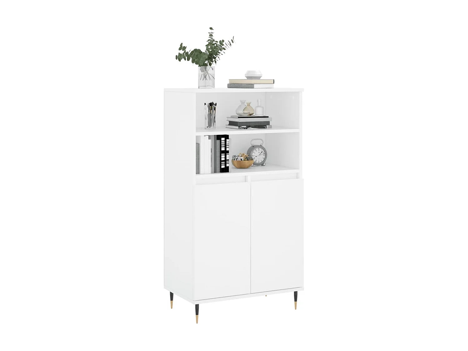 Buffet haut Blanc 60x36x110 cm Bois d'ingénierie QWE26553