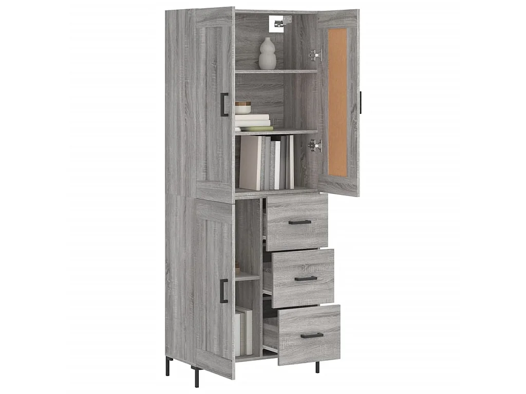 Highboard,Kommode Grau Sonoma 69,5x34x180 cm Holzwerkstoff -gkd55469