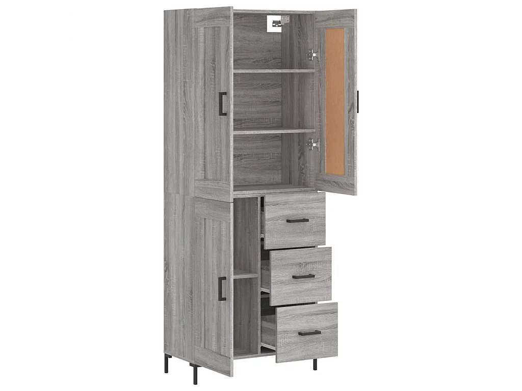 Highboard,Kommode Grau Sonoma 69,5x34x180 cm Holzwerkstoff -gkd55469