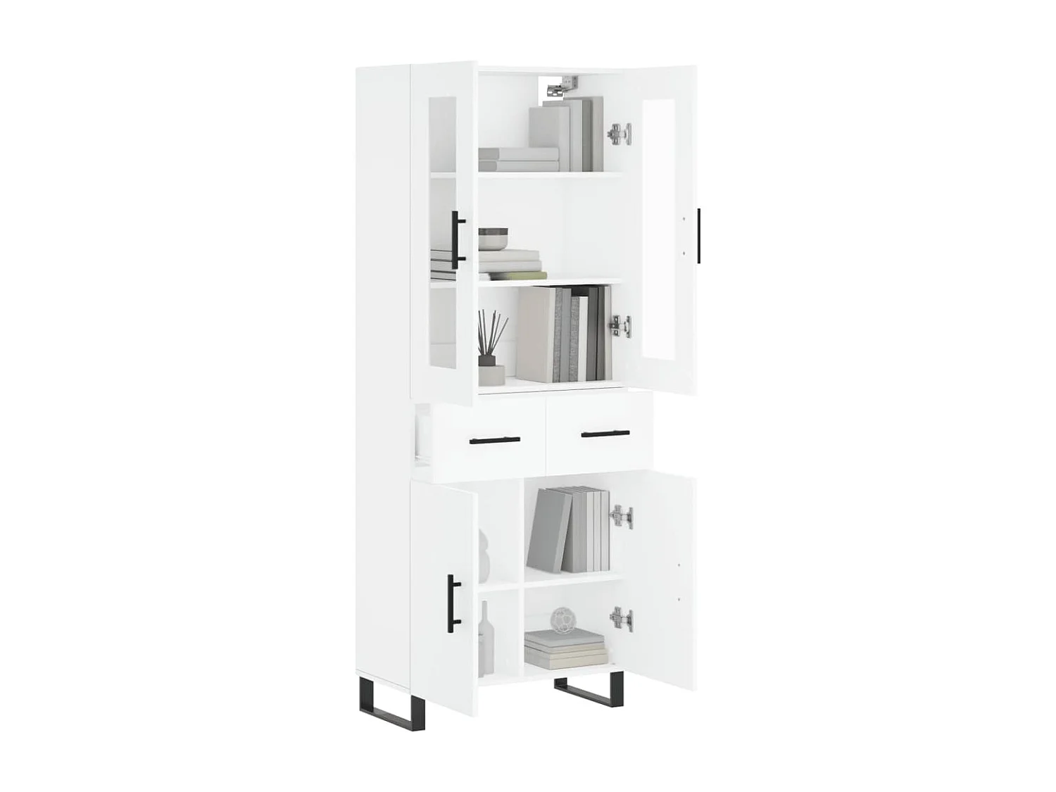 Buffet haut Blanc 69,5x34x180 cm Bois d'ingénierie QWE87426