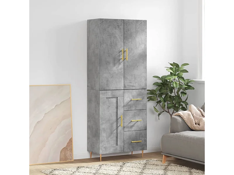 Highboard,Kommode Betongrau 69,5x34x180 cm Holzwerkstoff -gkd426309