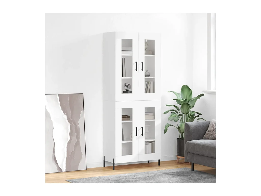 Buffet haut Blanc 69,5x34x180 cm Bois d'ingénierie QWE60891